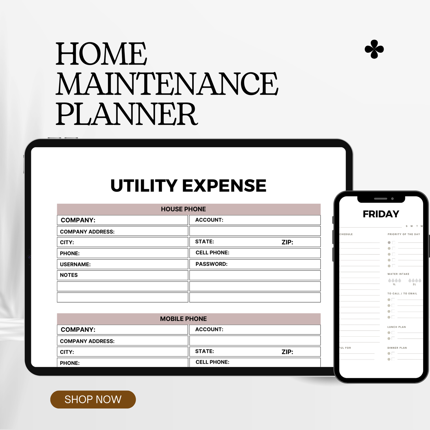 Home Maintenance Planner Printable | House Repair Checklist | Annual Cleaning Schedule | Editable Home Binder PDF Download
