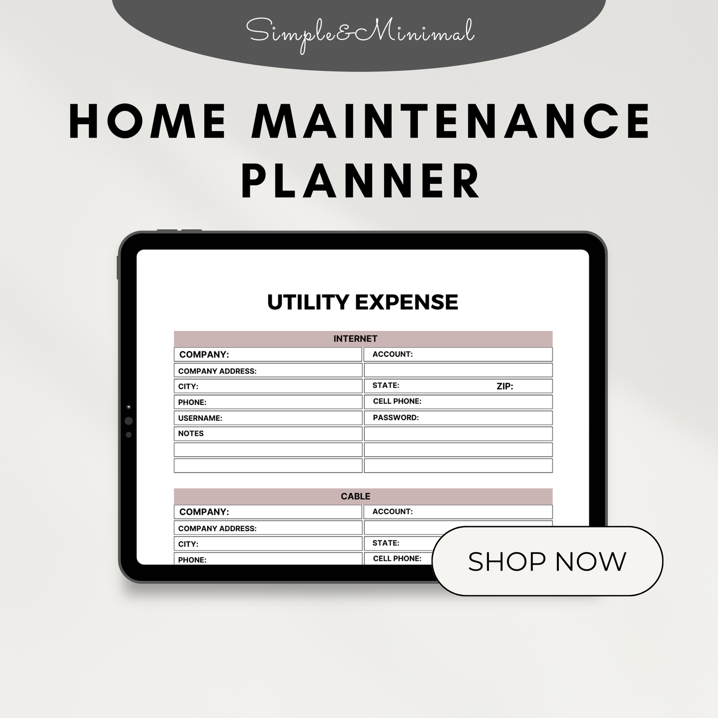 Home Maintenance Planner Printable | House Repair Checklist | Annual Cleaning Schedule | Editable Home Binder PDF Download